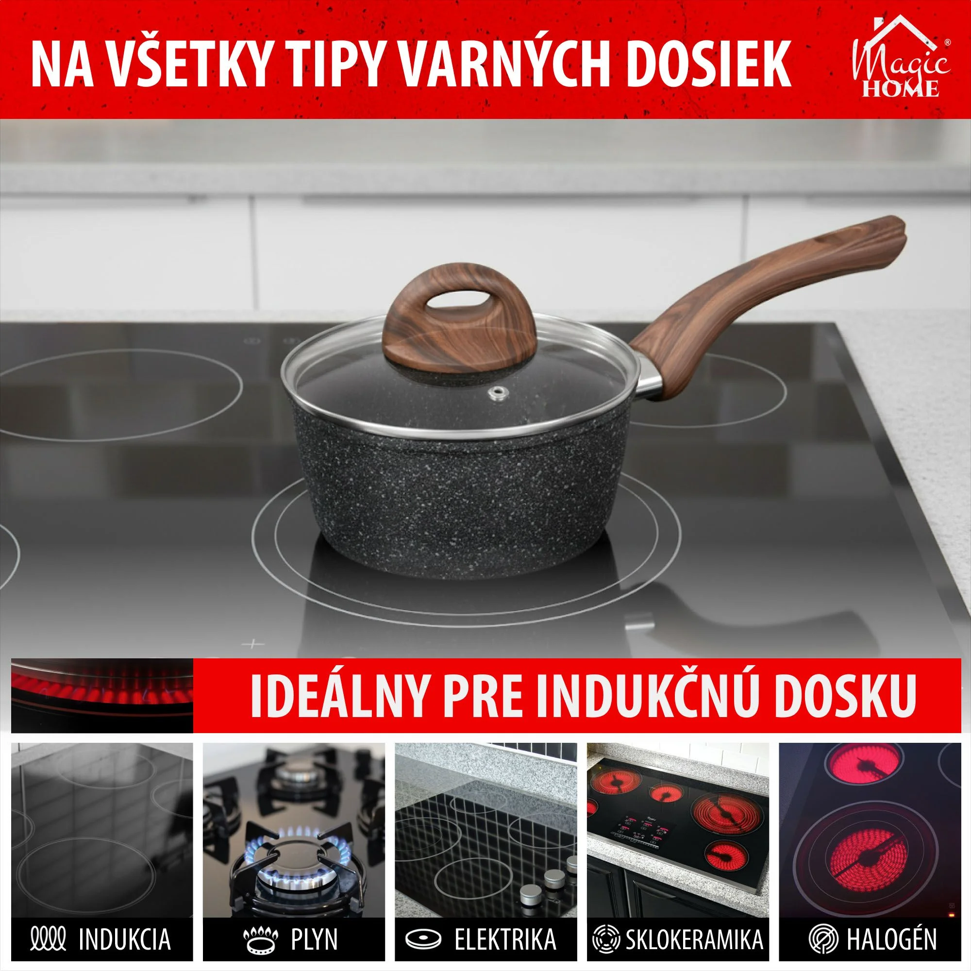 MagicHome rajnica Black Marble Line, 1 ks So sklenenou pokrievkou, 16 cm