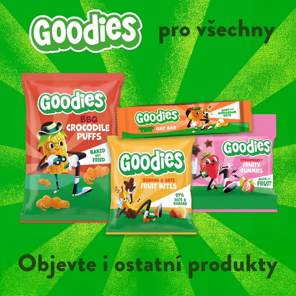 Goodies ovsená tyčinka jahody a jablko MLTP 6×23 g, ovsená tyčinka