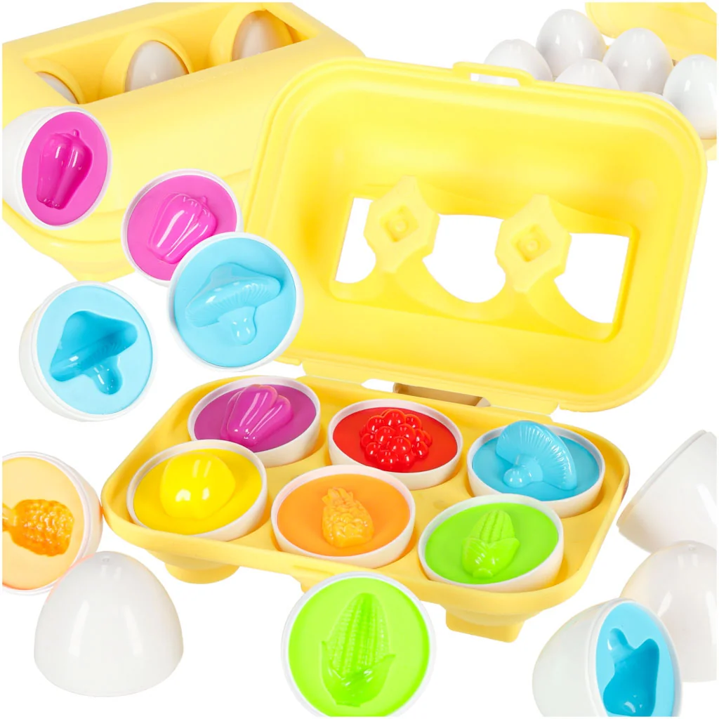 Montessori vzdelávacia skladačka vajíčka sorter tvary a farby 6 ks