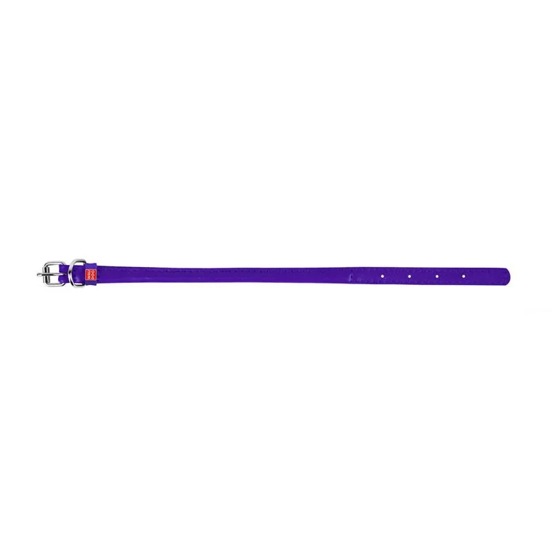 Okrúhly kožený obojok fialový, Obvod krku: 25-33cm, šírka obojku: 6mm