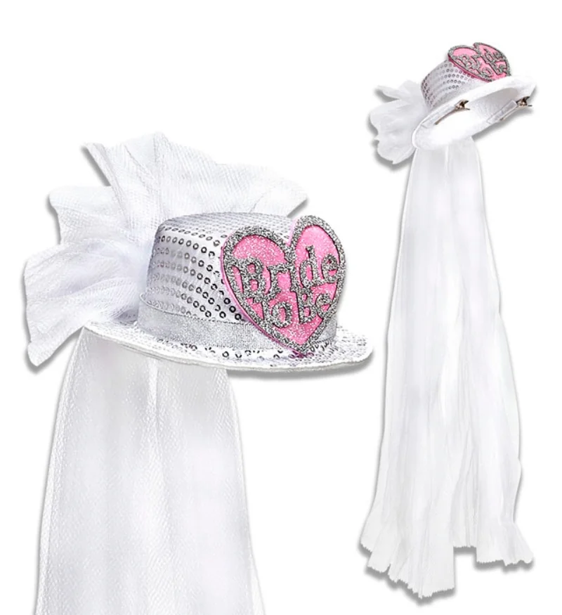 Fascinátor Bride to Be bielo-ružový so závojom