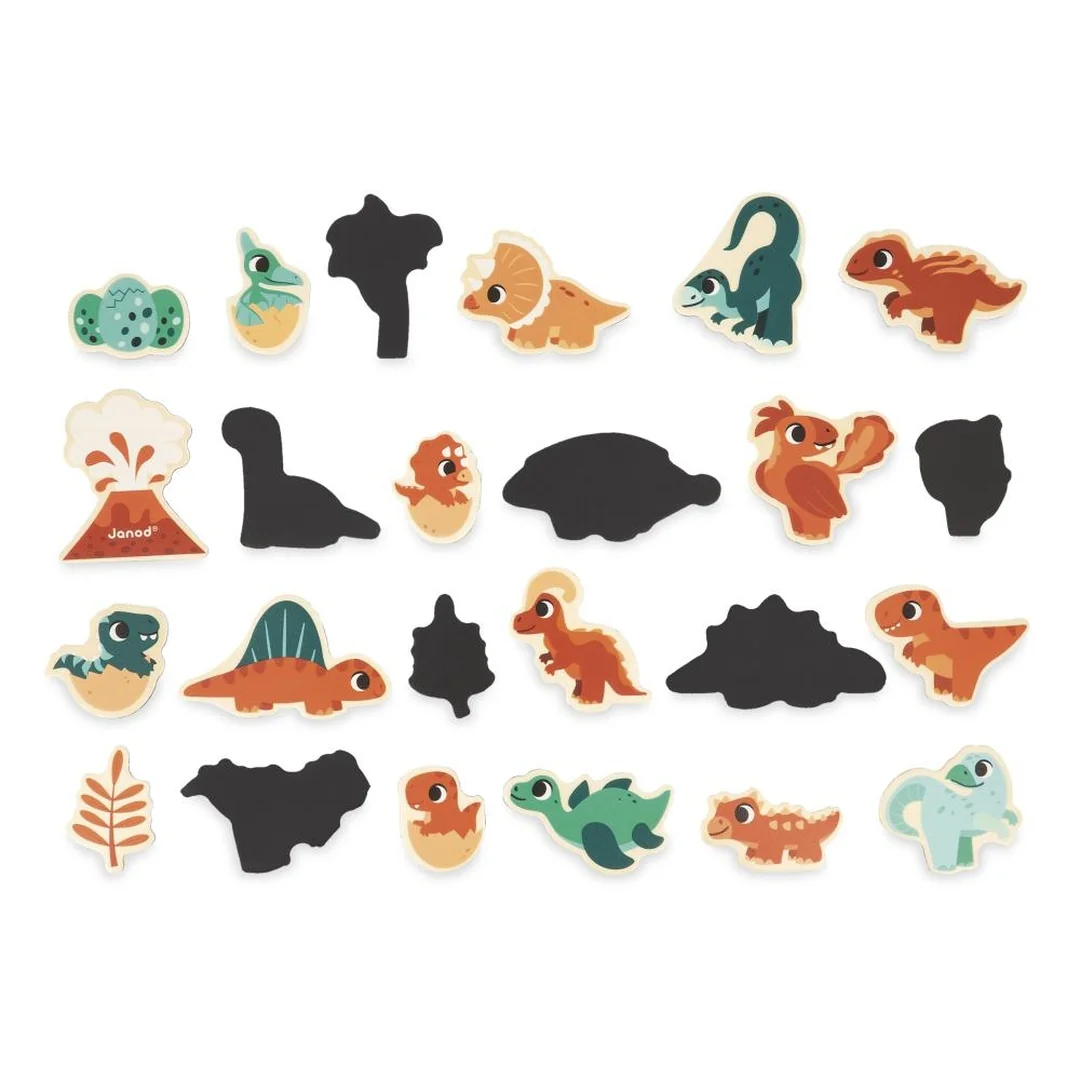 Janod Drevené magnetky pre deti Dinosaury Dino 24 ks