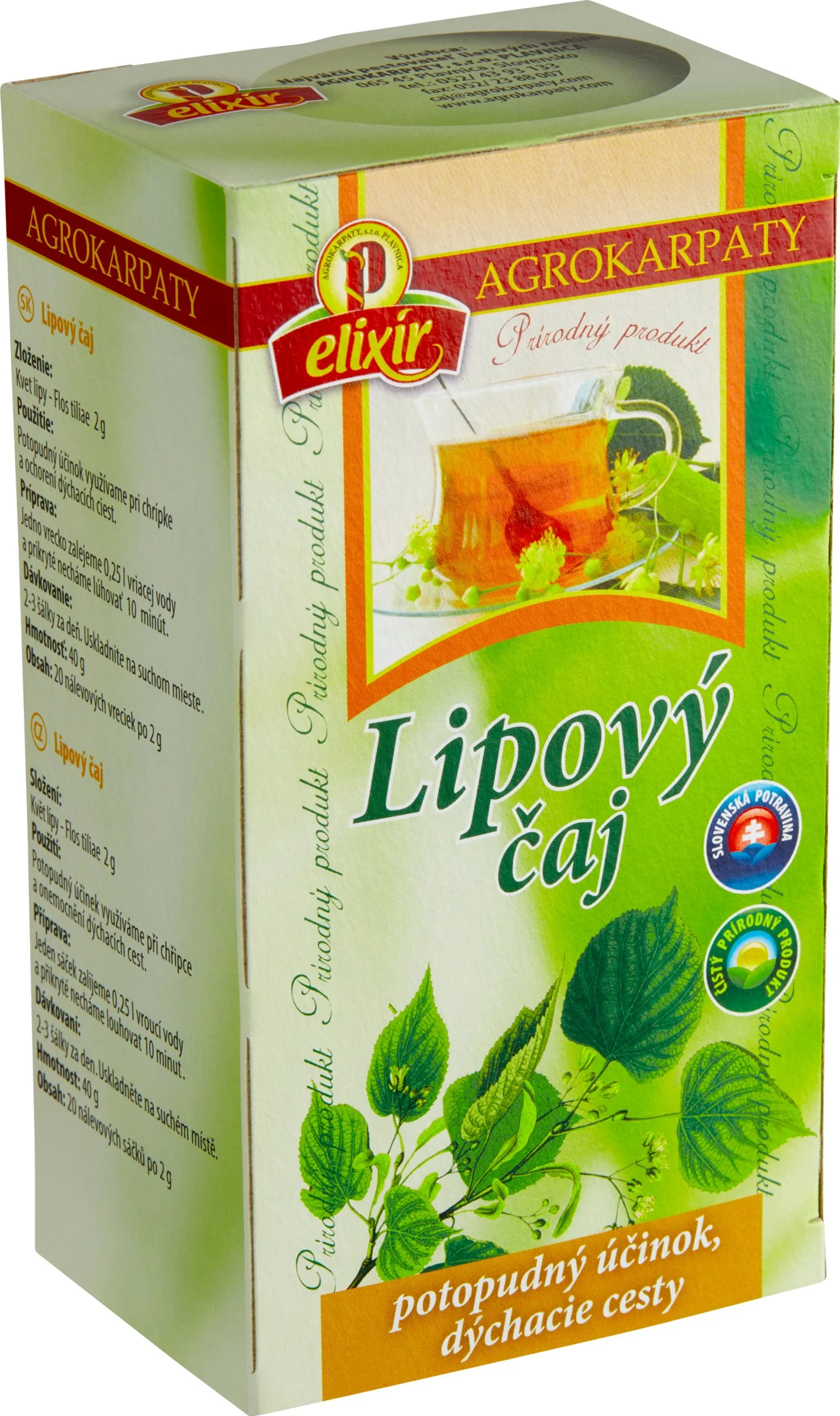 AG LIPOVY čaj S TUZOBNIKOM NS 2×20g, lipový čaj