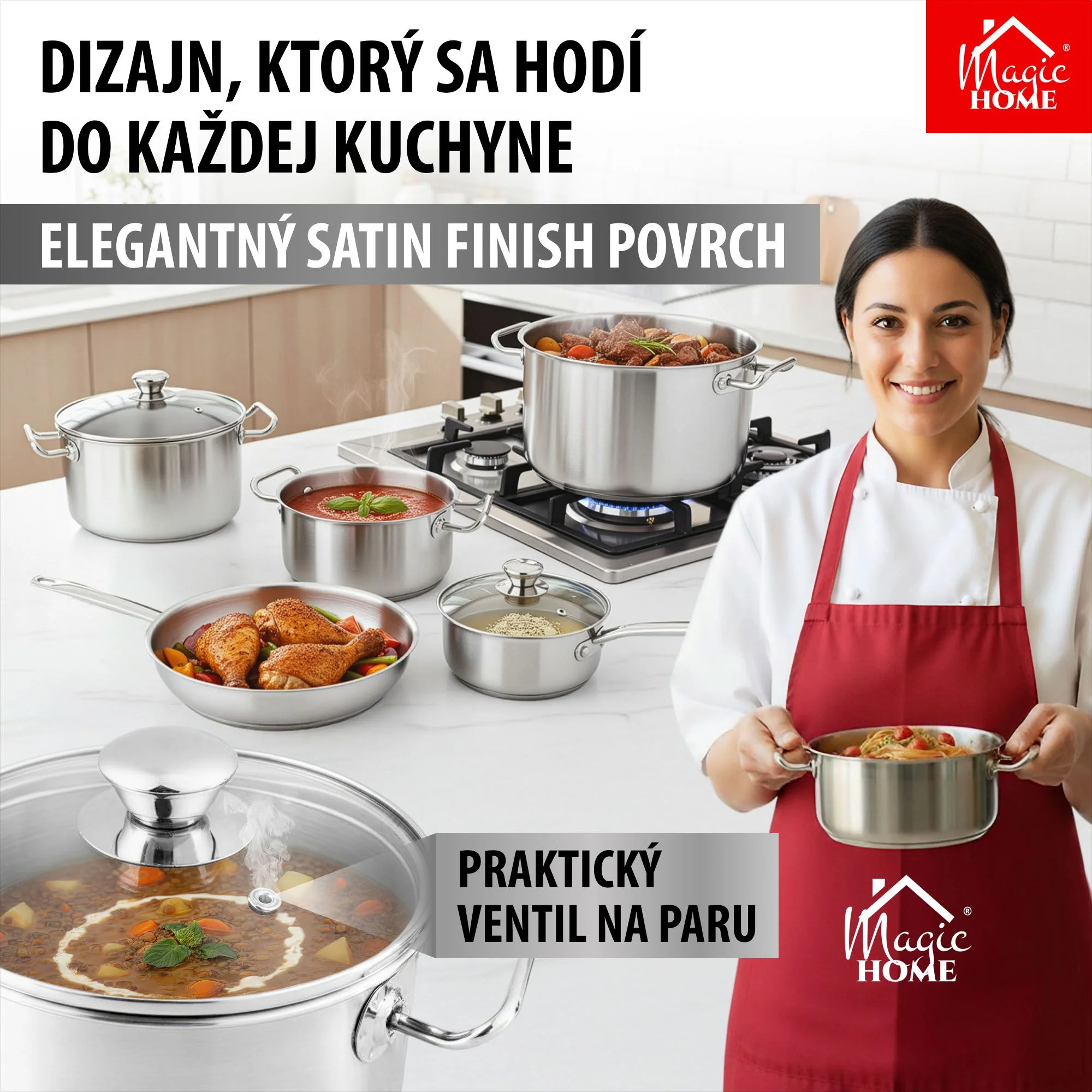 MagicHome kastról Chloe, 1 ks Hrniec, 16 cm, 1,5 l, so sklenenou pokrievkou, nerez