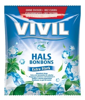 VIVIL BONBONS Extra Stark 1×60 g, drops mentolový s vitamínom C, bez cukru