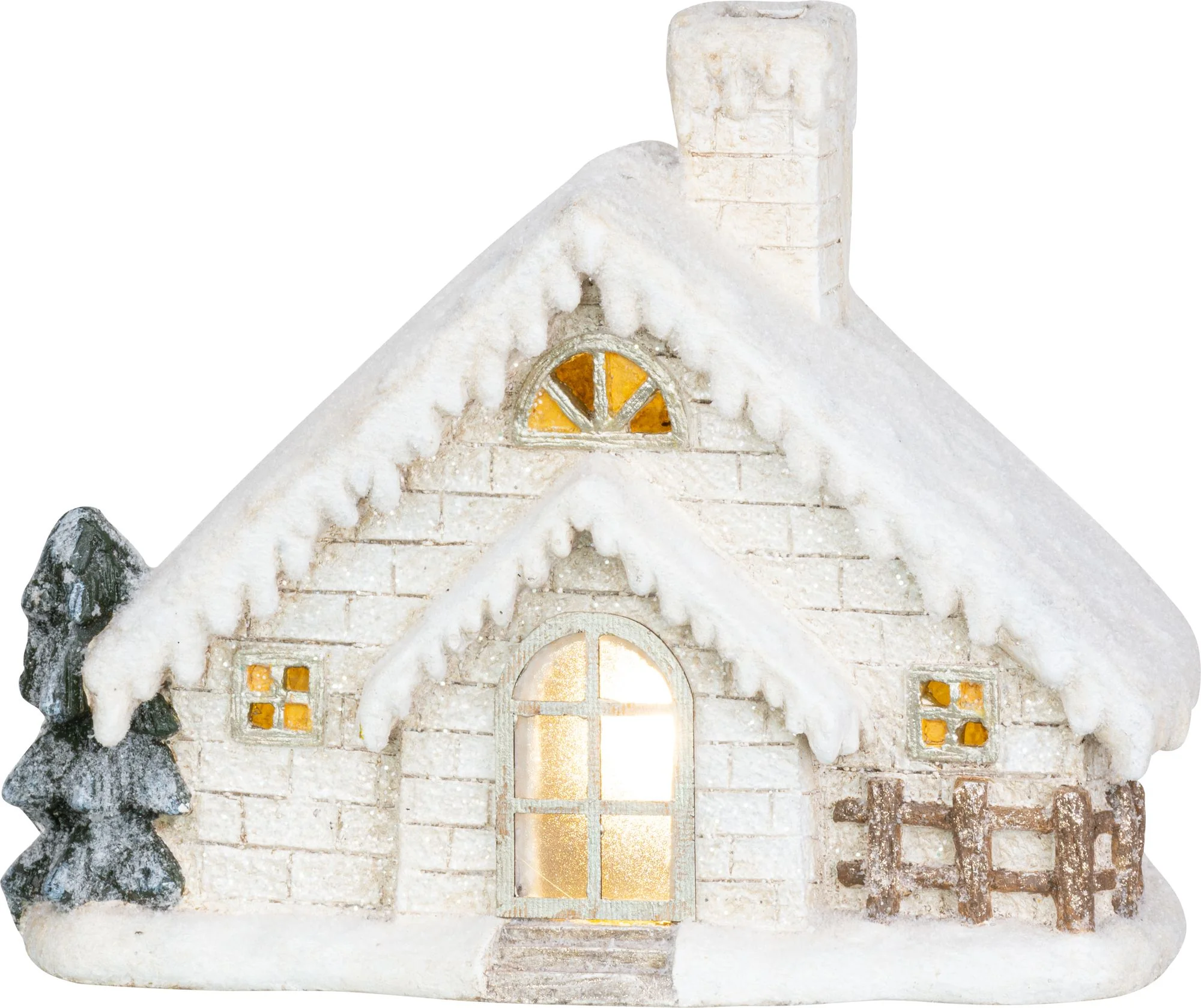 MagicHome vianočný LED domček s komínom, 1 ks Keramika, 3xAA, 40 cm