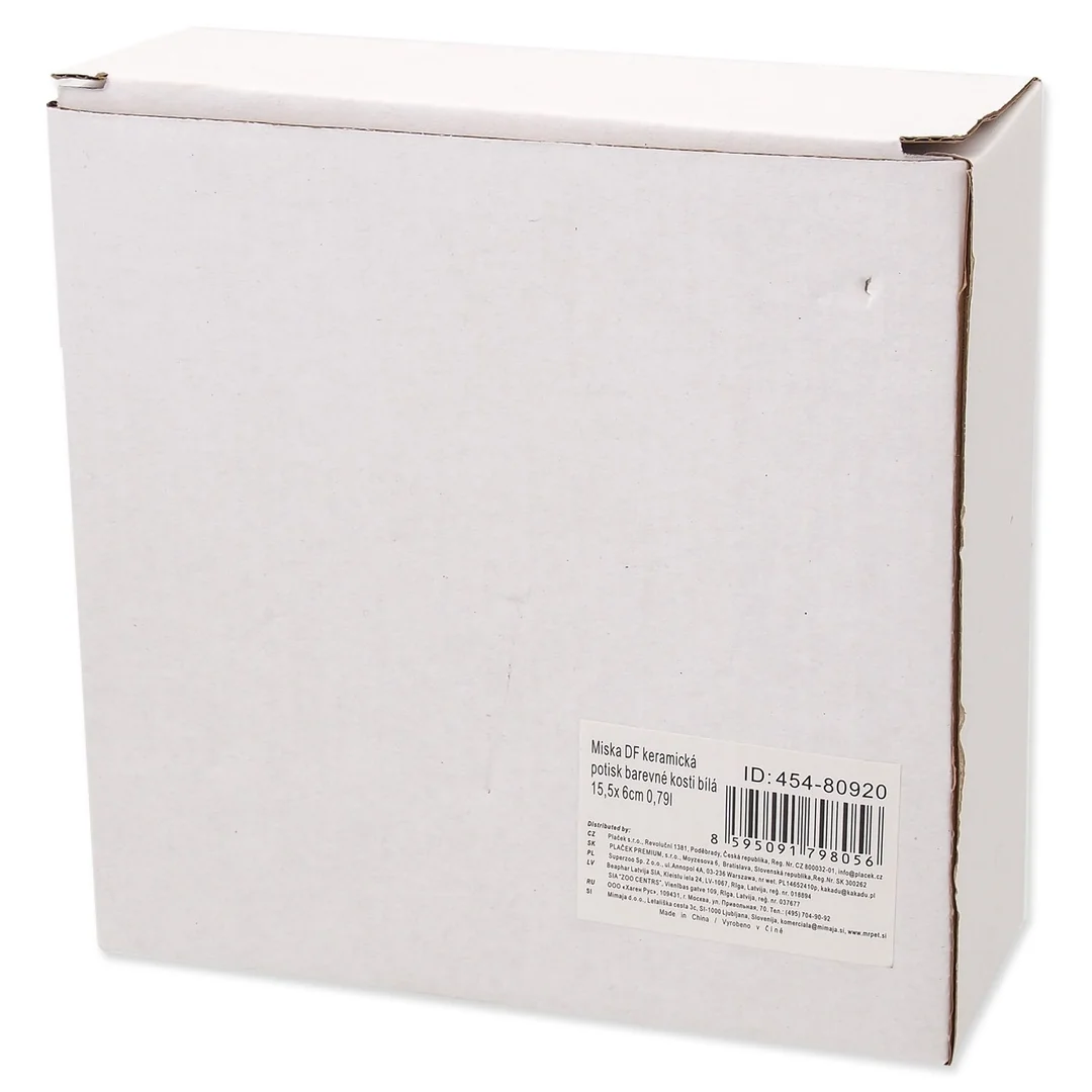 Miska Dog Fantasy keramická potlač farebné kosti biela 15,5x 6cm 790ml