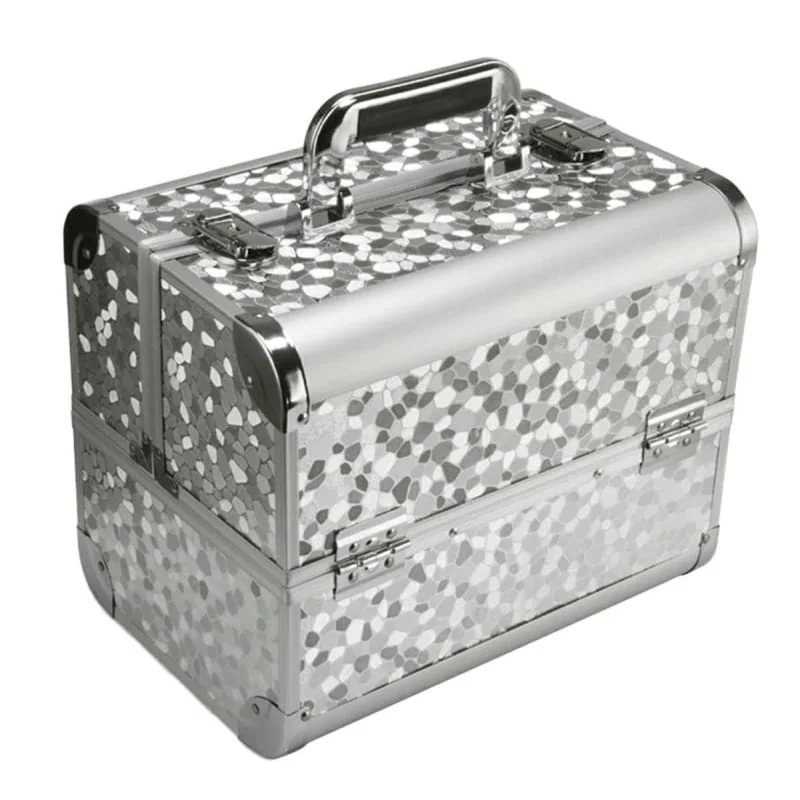 Kozmetický kufrík / organizér - Kufor 30,5x20,5x25cm strieborný