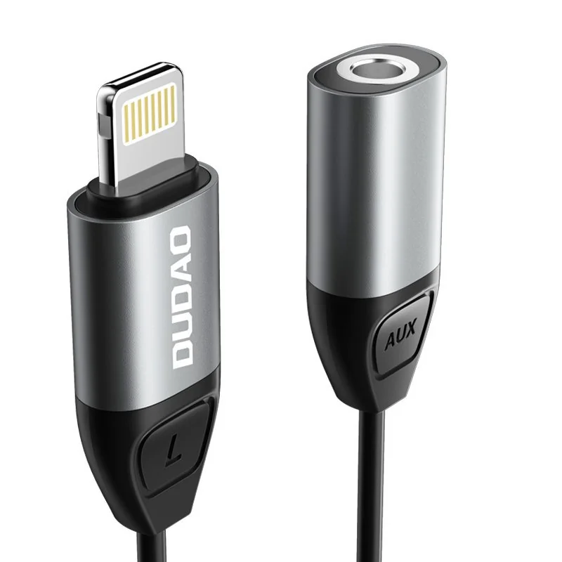 Dudao L17 adaptér Lightning / 3.5mm mini jack, sivý