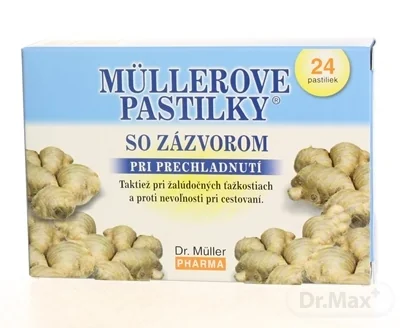 MÜLLEROVE PASTILKY SO ZÁZVOROM 1×24 ks, zahriatie