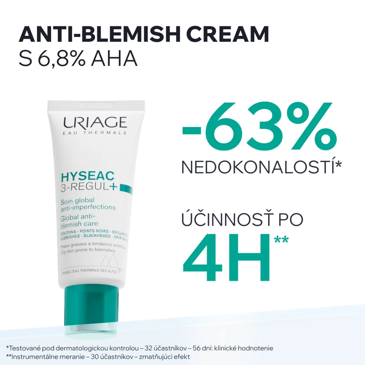 URIAGE HYSEAC 3-Regul+ 1×40 ml, denný krém pre pleť s nedokonalosťami