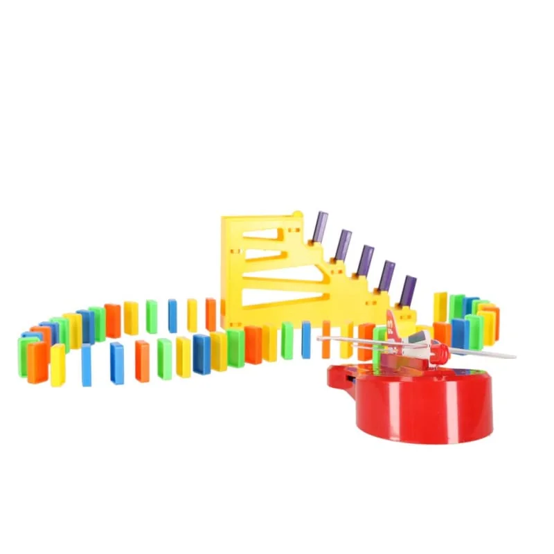 Edu hra DOMINO s vystreľovacím lietadlom – stavebný set