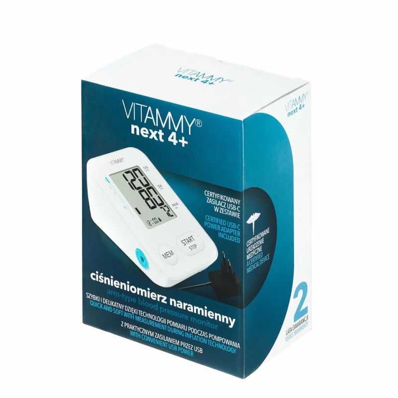 VITAMMY Next 4+ ramenný tlakomer s meraním pri nafukovaní, s AC adaptérom