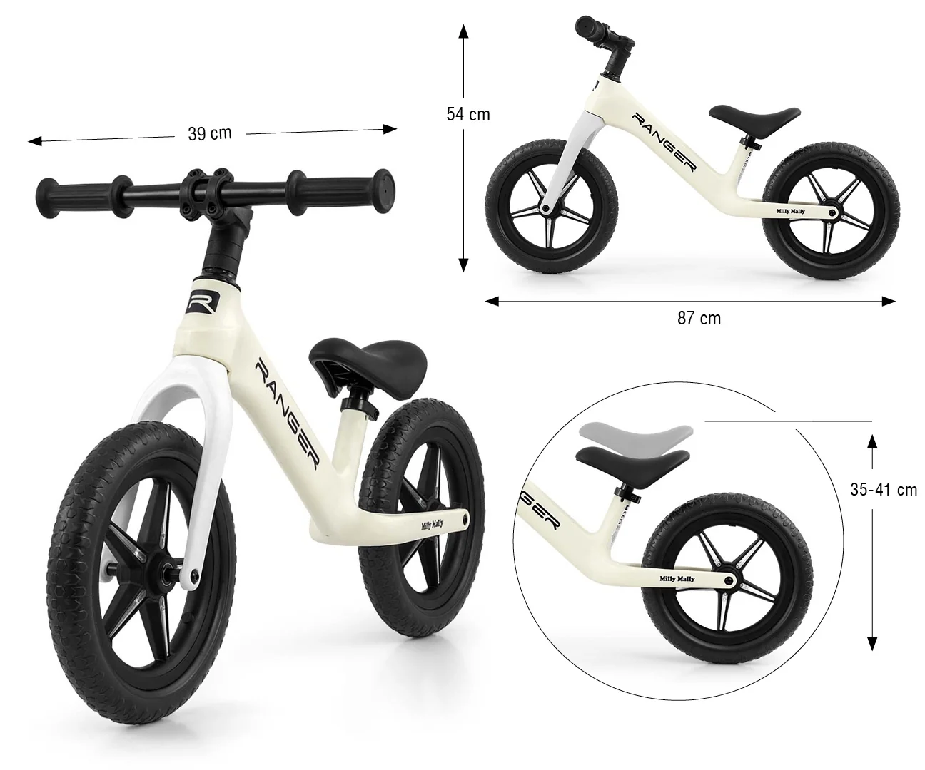Detské odrážadlo/bicykel Ranger Flash svietiace disky - biela