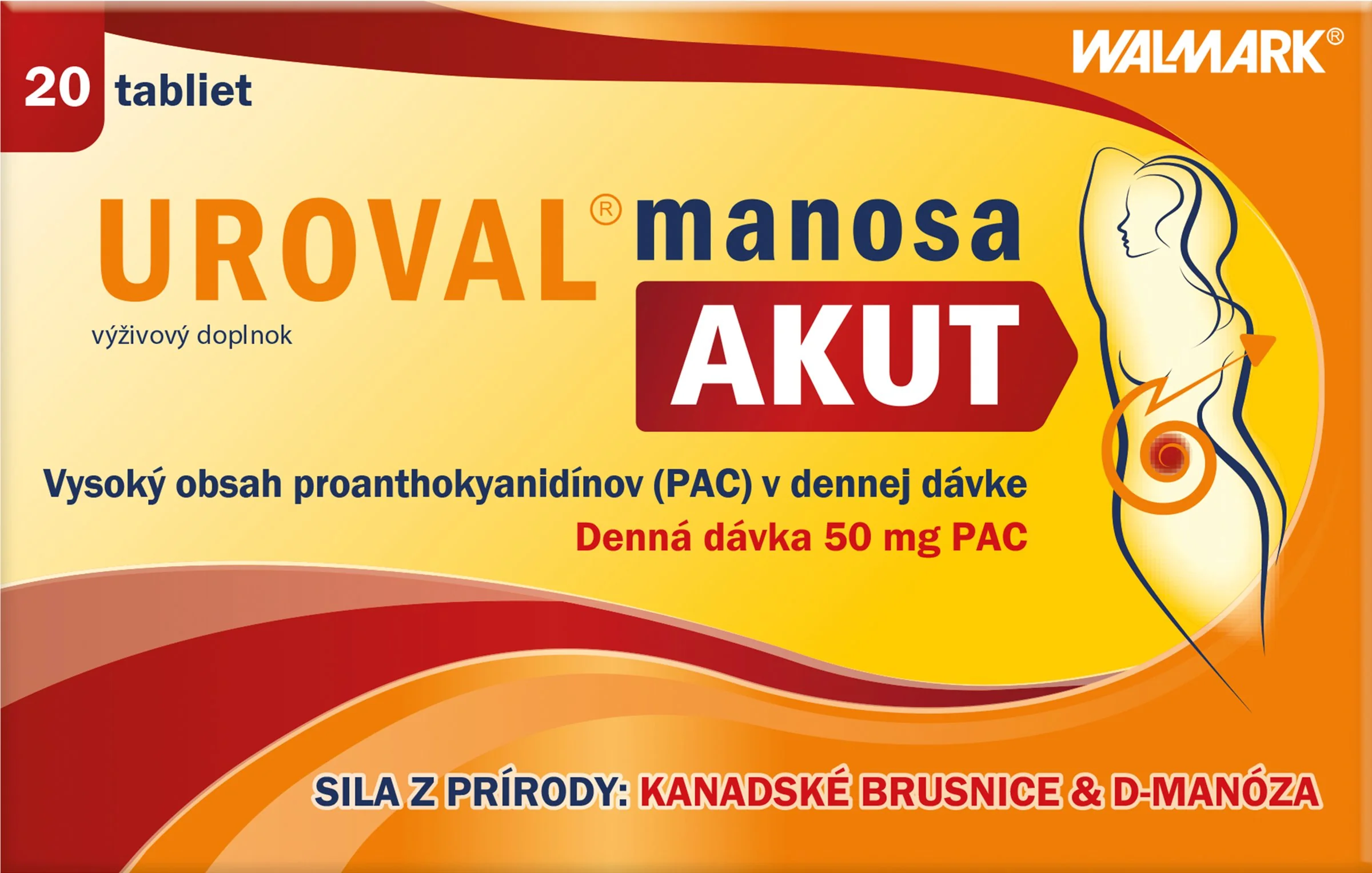 WALMARK UROVAL manosa AKUT 1×20 tbl, výživový doplnok