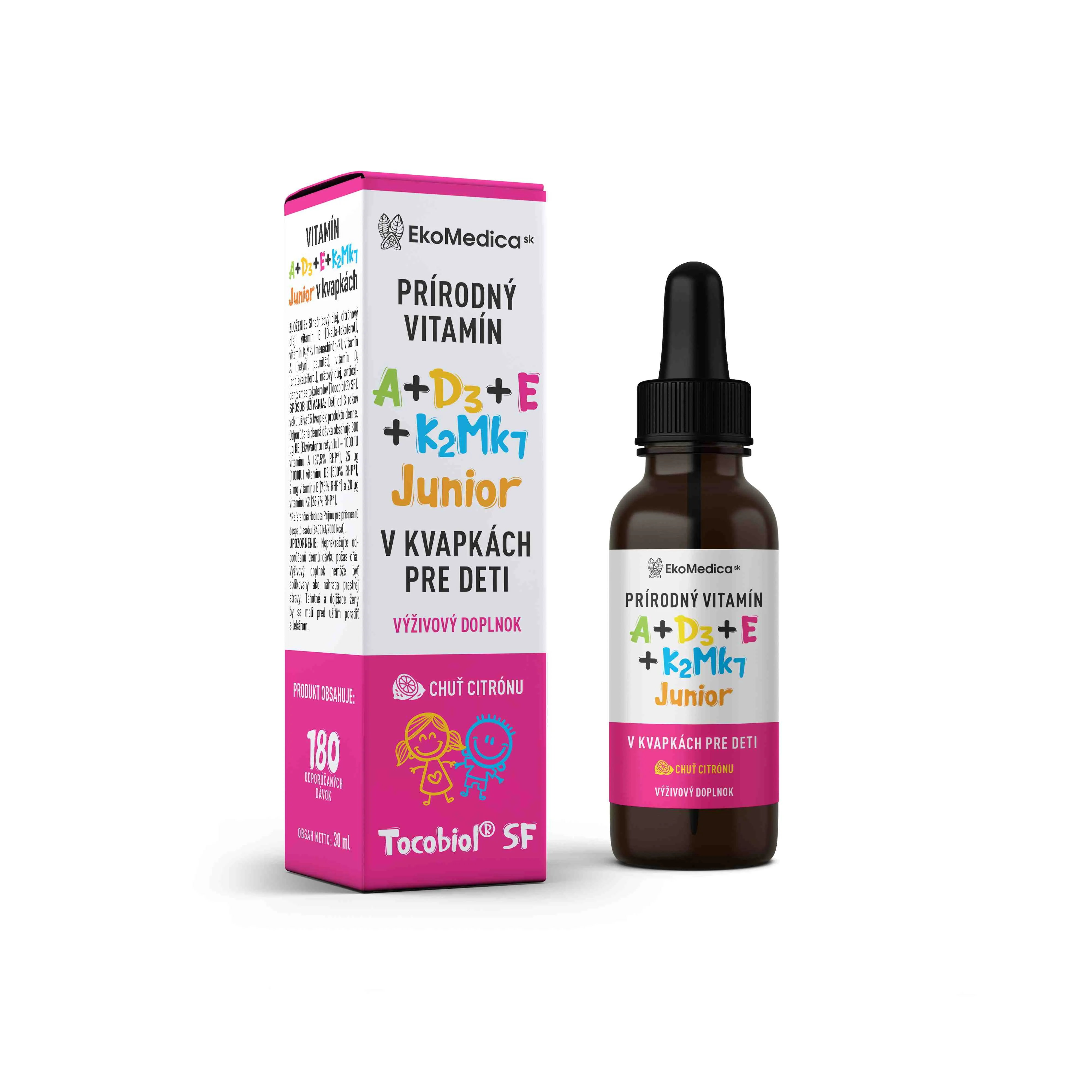 EkoMedica SK - Vitamín D3+K2MK7+A+E Junior 1×30 ml, prírodný vitamín