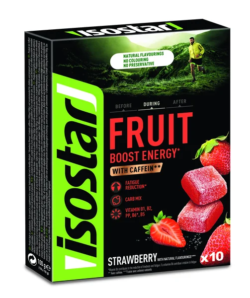 Isostar želé FRUIT BOOST COFFEIN 10×10 g, energetický gél
