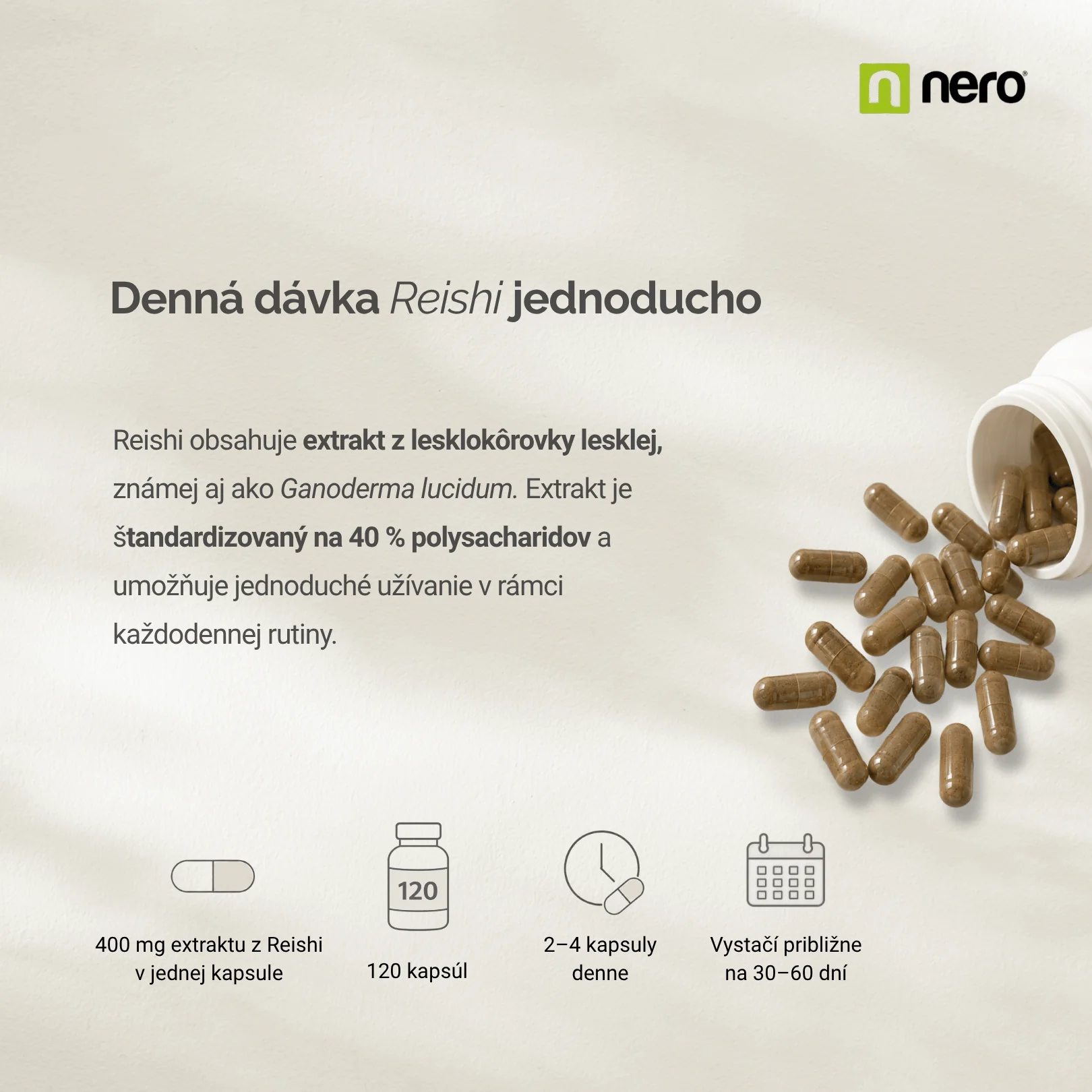 NERO Reishi 400 mg 120 kapsúl
