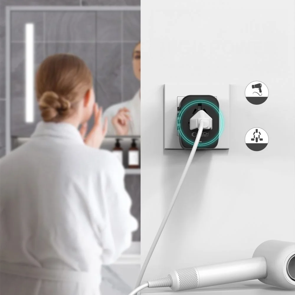 Tech-Protect TA200 cestovný adaptér EU / UK / US / AU, čierny