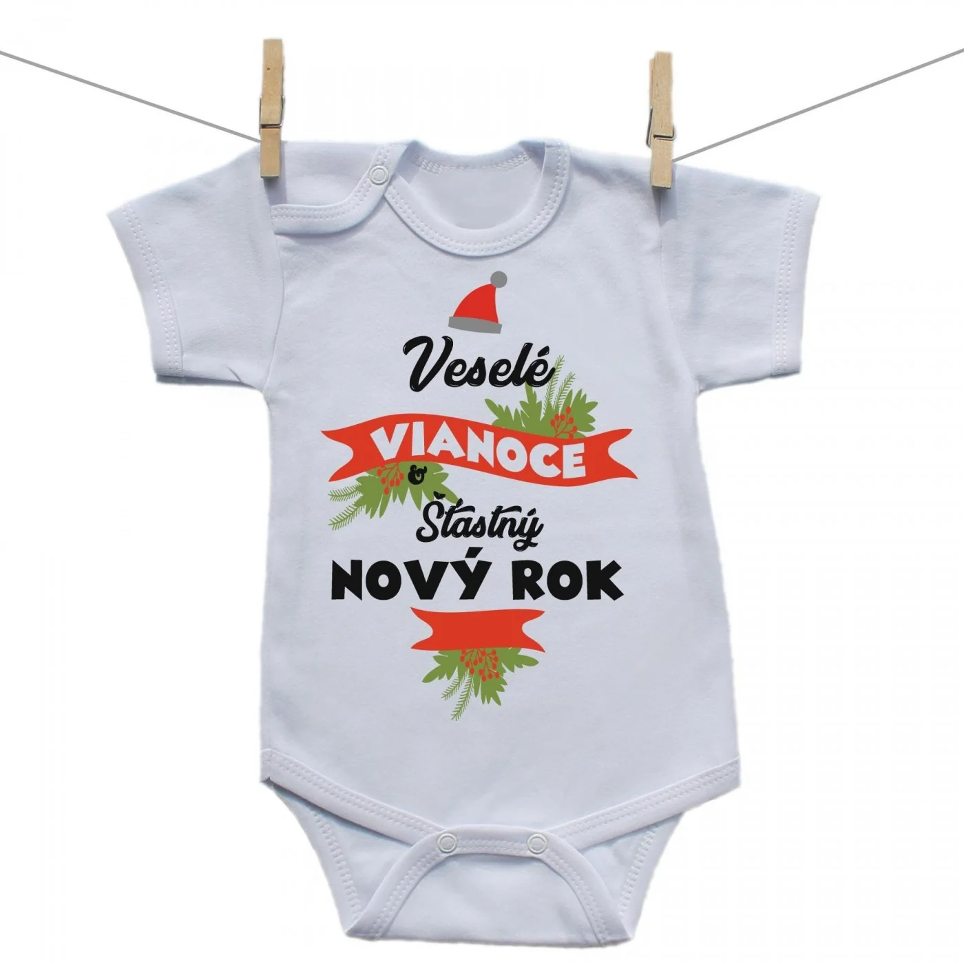 Boodyy Body s krátkym rukávom Veselé Vianoce a šťastný nový rok Veľkosť: 74