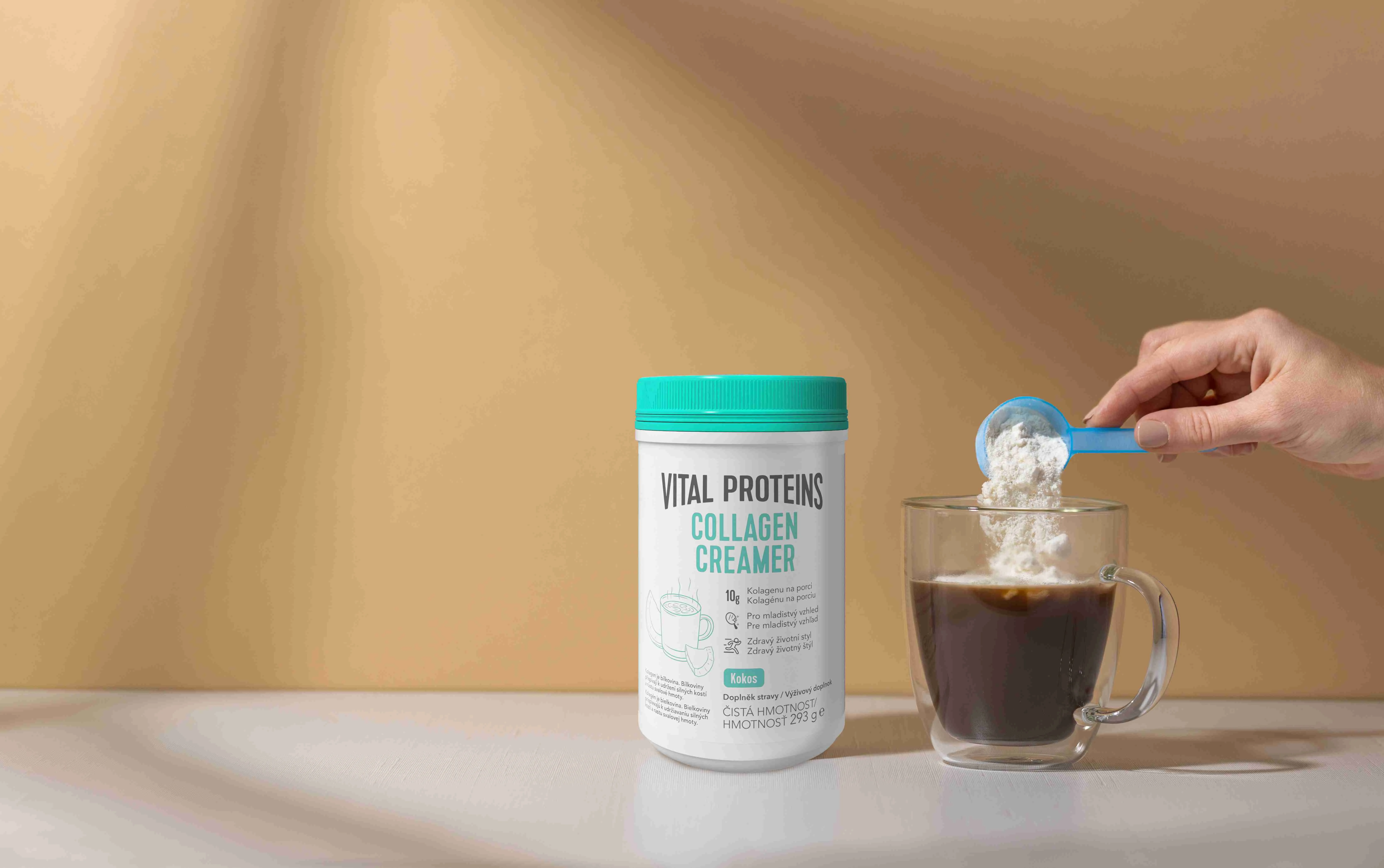 Vital Proteins Collagen Creamer Kokos kolagén v prášku 293g 1×293 g, dochucovadlo do kávy