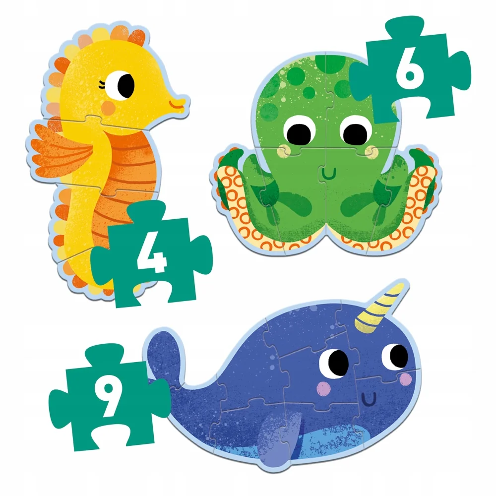 Djeco - Primo puzzle: 3 Zvieratká v mori (19 veľkých dielikov)