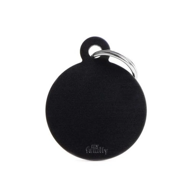 MF BIG ROUND ALUMINUM BLACK 3,93x3,17 cm gravírovateľný prívesok