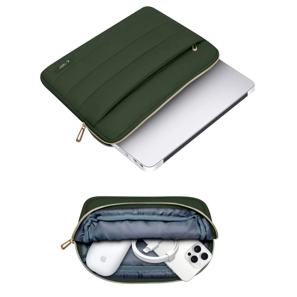 Tech-Protect Puffy obal na notebook 13-14'', tmavozelený