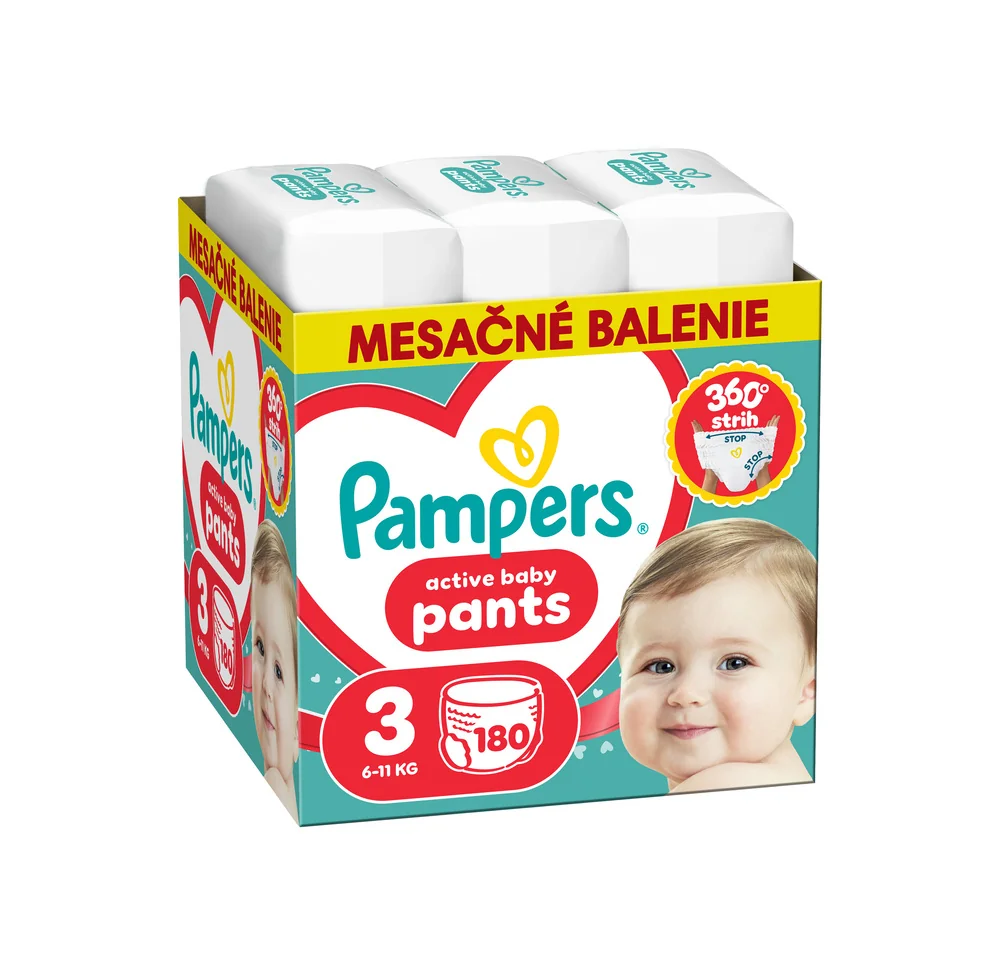 Pampers Active Baby plienkové nohavičky, veľkosť 3, 6kg-11kg 180 ks