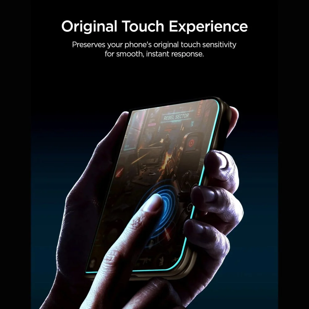 Spigen Glas.Tr Ez Fit Privacy ochranné sklo na iPhone Duo, čierne