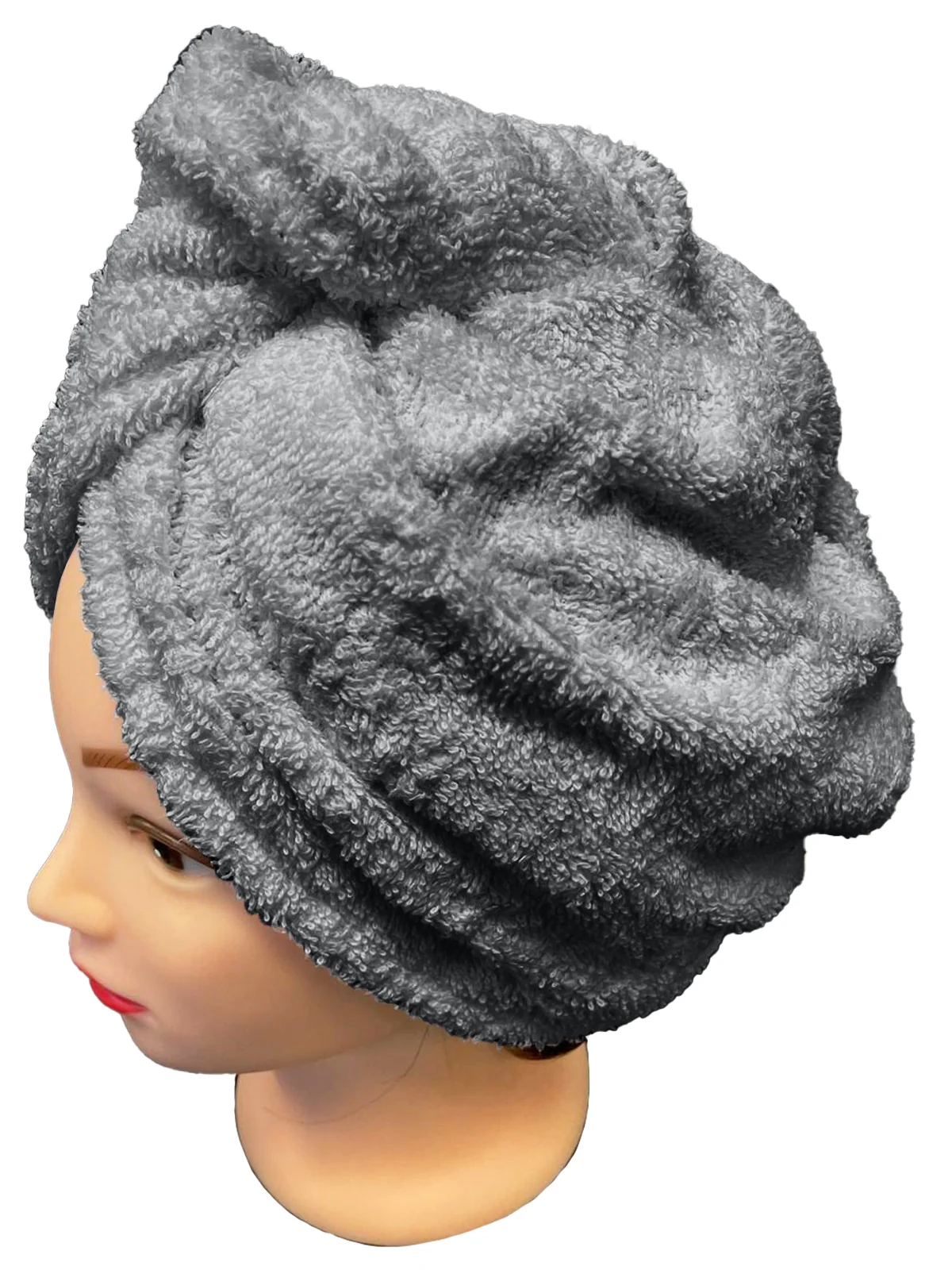 Rýchloschnúci froté turban na vlasy, tmavo šedý