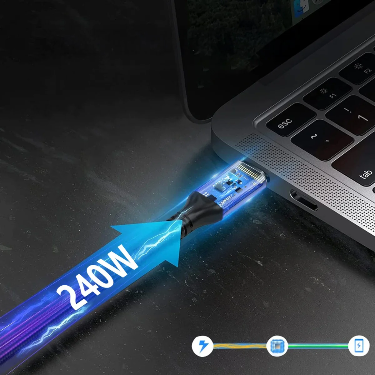 MG WPS-UY41S kábel USB-C / Thunderbolt 4 4K 240W 1m, čierny