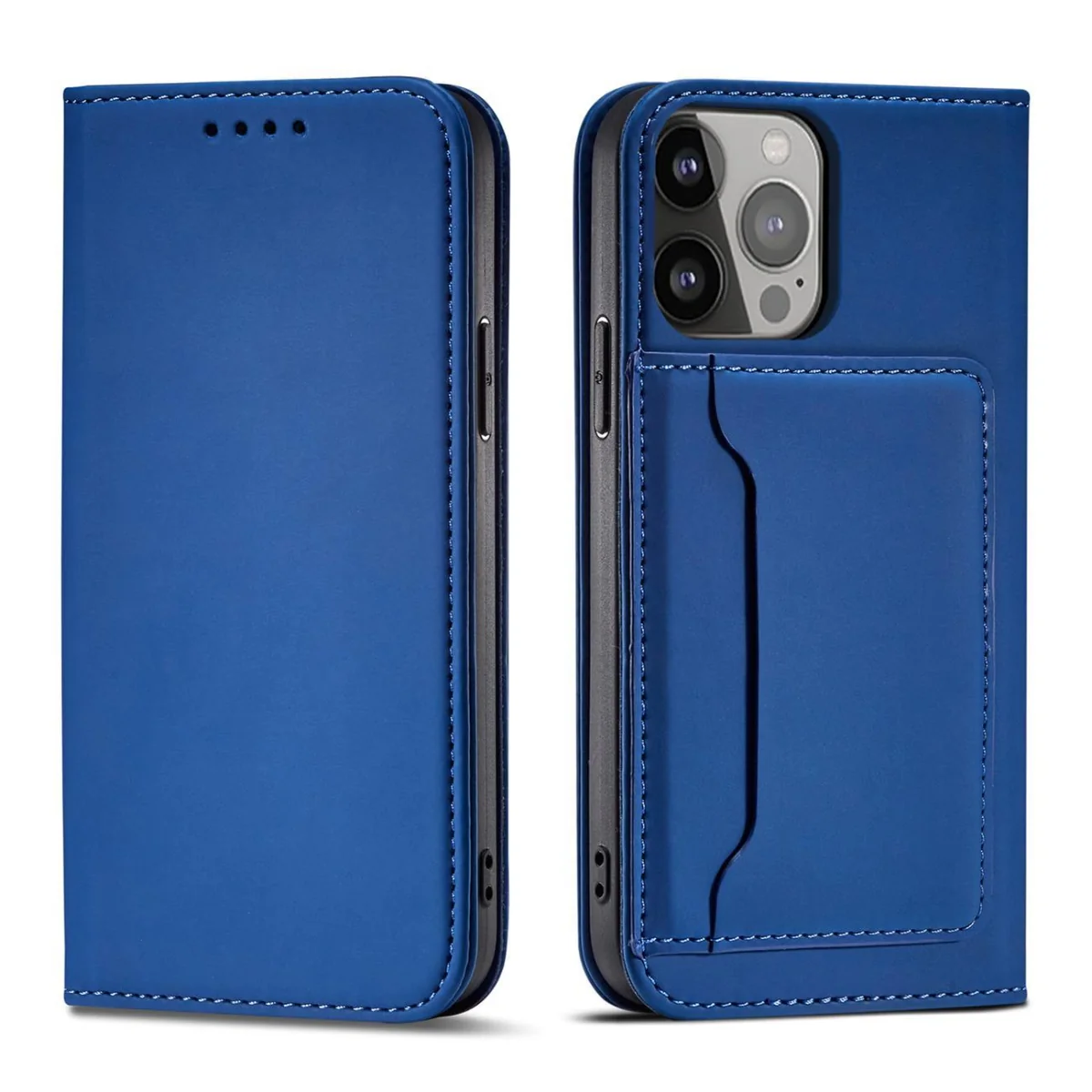 MG Magnet Card knižkové kožené puzdro na iPhone 13 Pro Max, modré