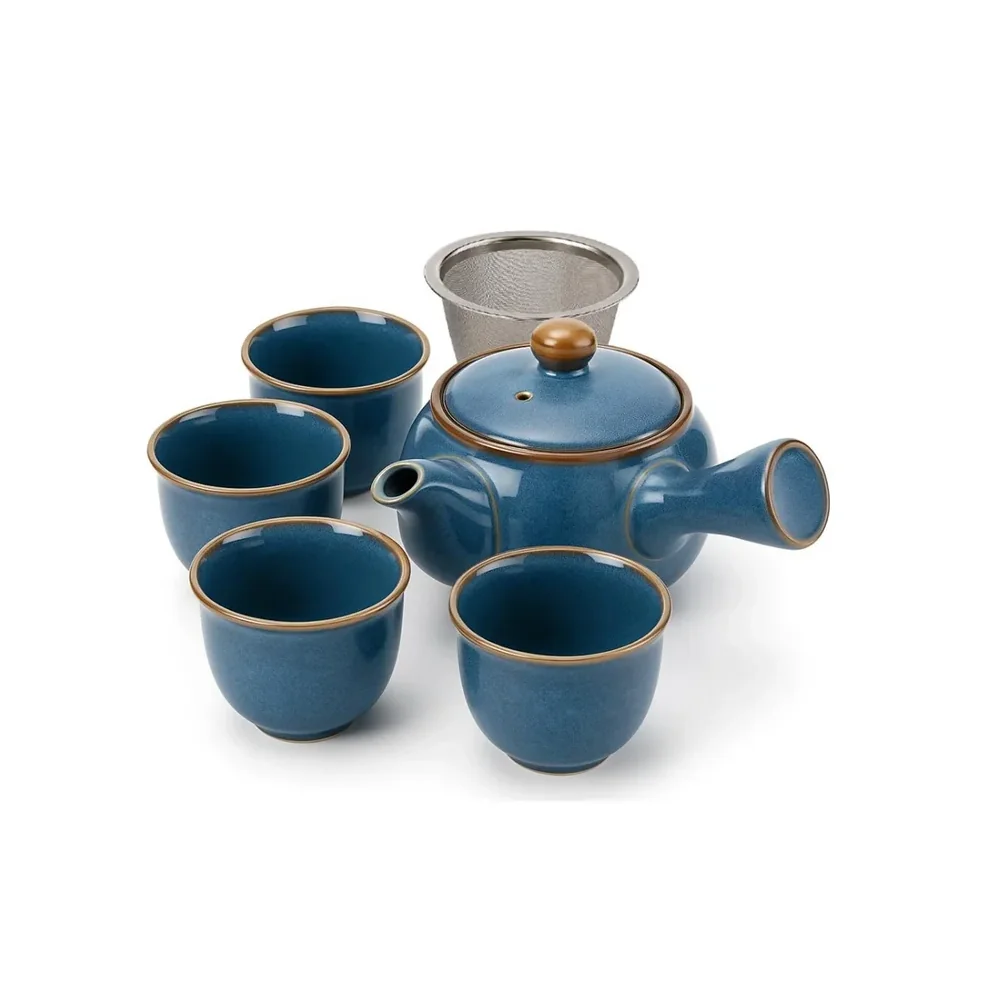 Japonská kyusu čajová súprava z ušľachtilej keramiky kanvica 320 ml + 4 šálky