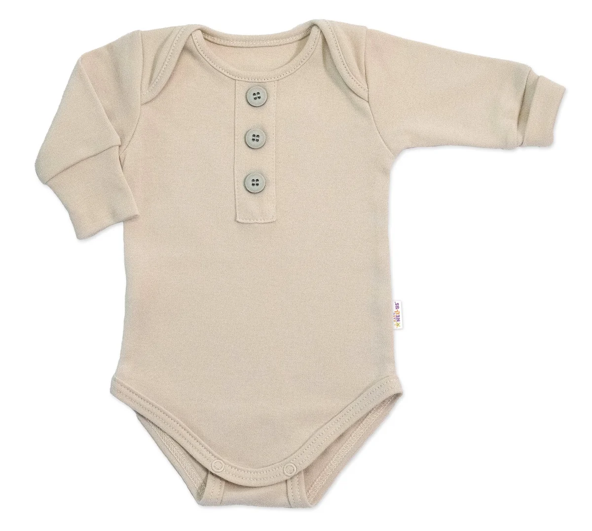Rastúce body NATURE, dlhý rukáv s gombíkmi, bavlna, béžová, 56/62