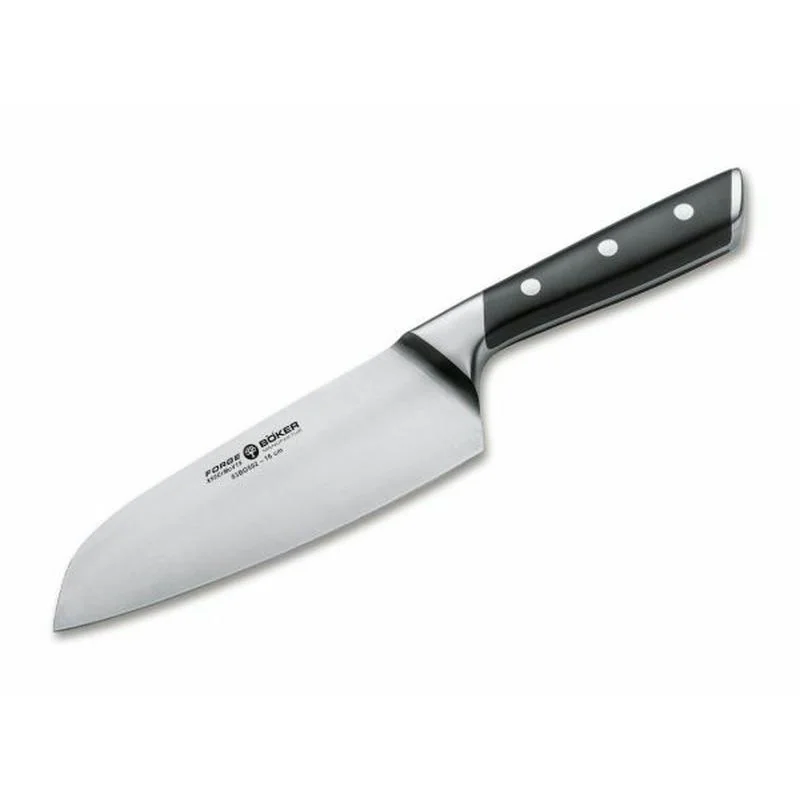 Böker Manufaktur Santoku kuchynský nôž 16 cm, čierna, plast ABS