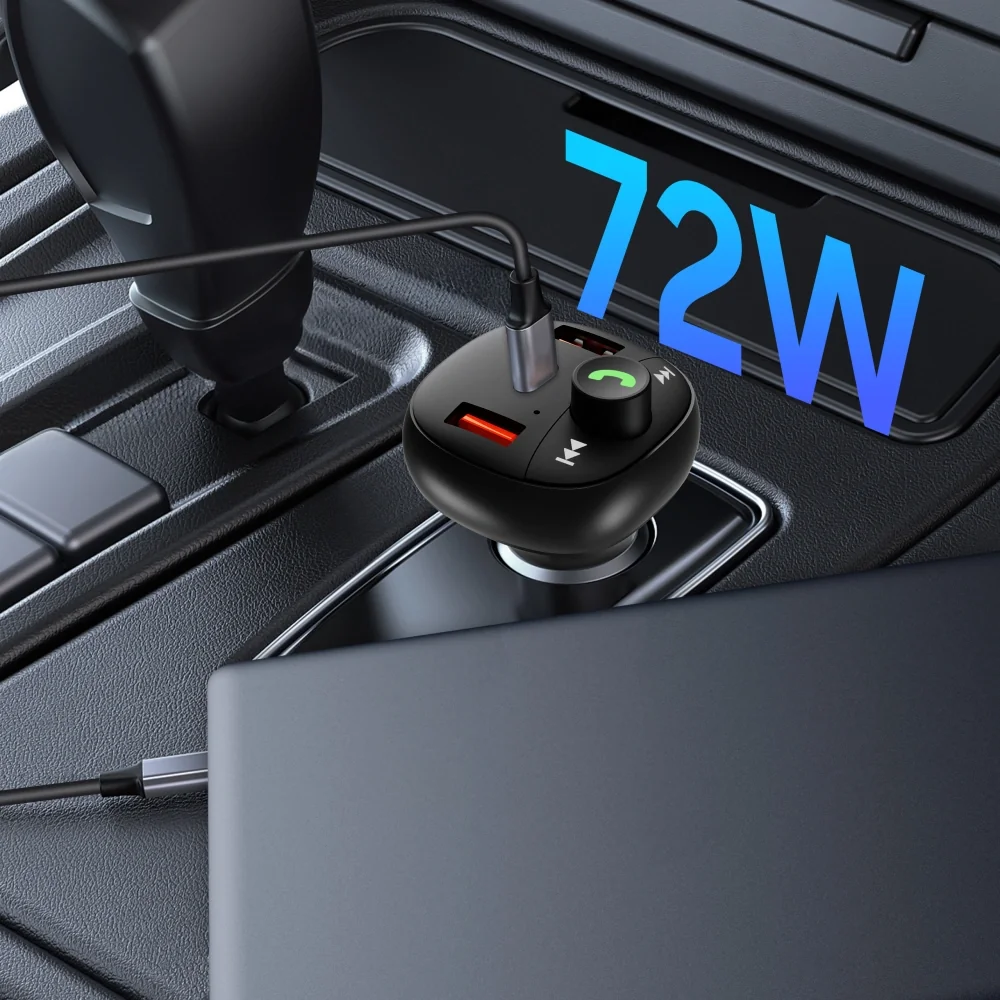 Tech-Protect CC06 Bluetooth FM Transmitter autonabíjačka 2x USB / USB-C 72W, čierna C 72W, čierna