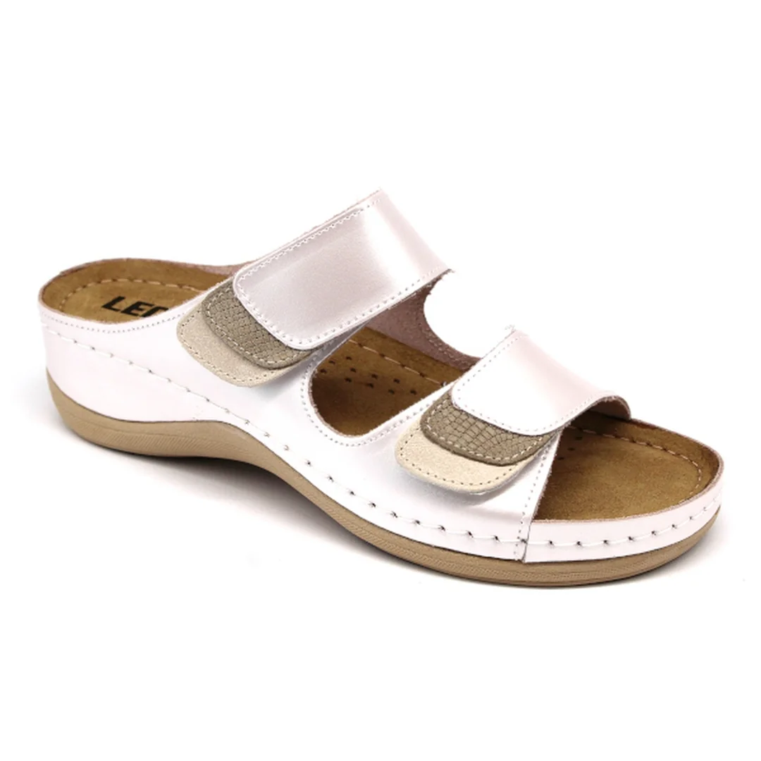 Leon 904 Dámska zdravotná celokožená obuv s prackou 35 - 22 cm, biela, 4,5 cm