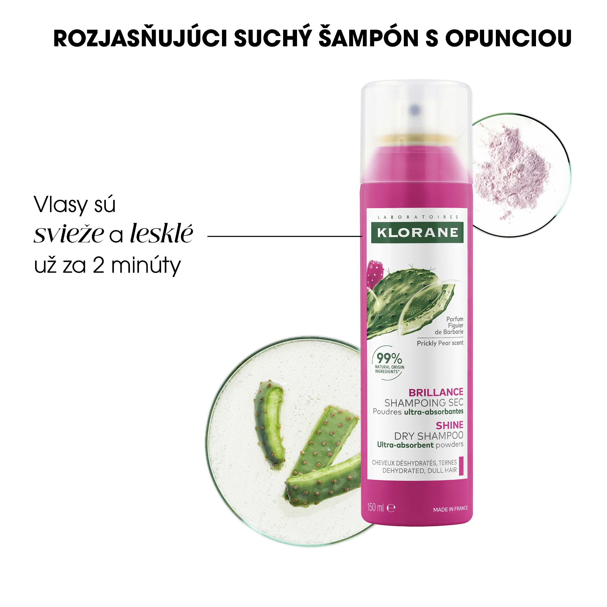 KLORANE SUCHÝ ŠAMPÓN rozjasňujúci s opunciiou 150 ml