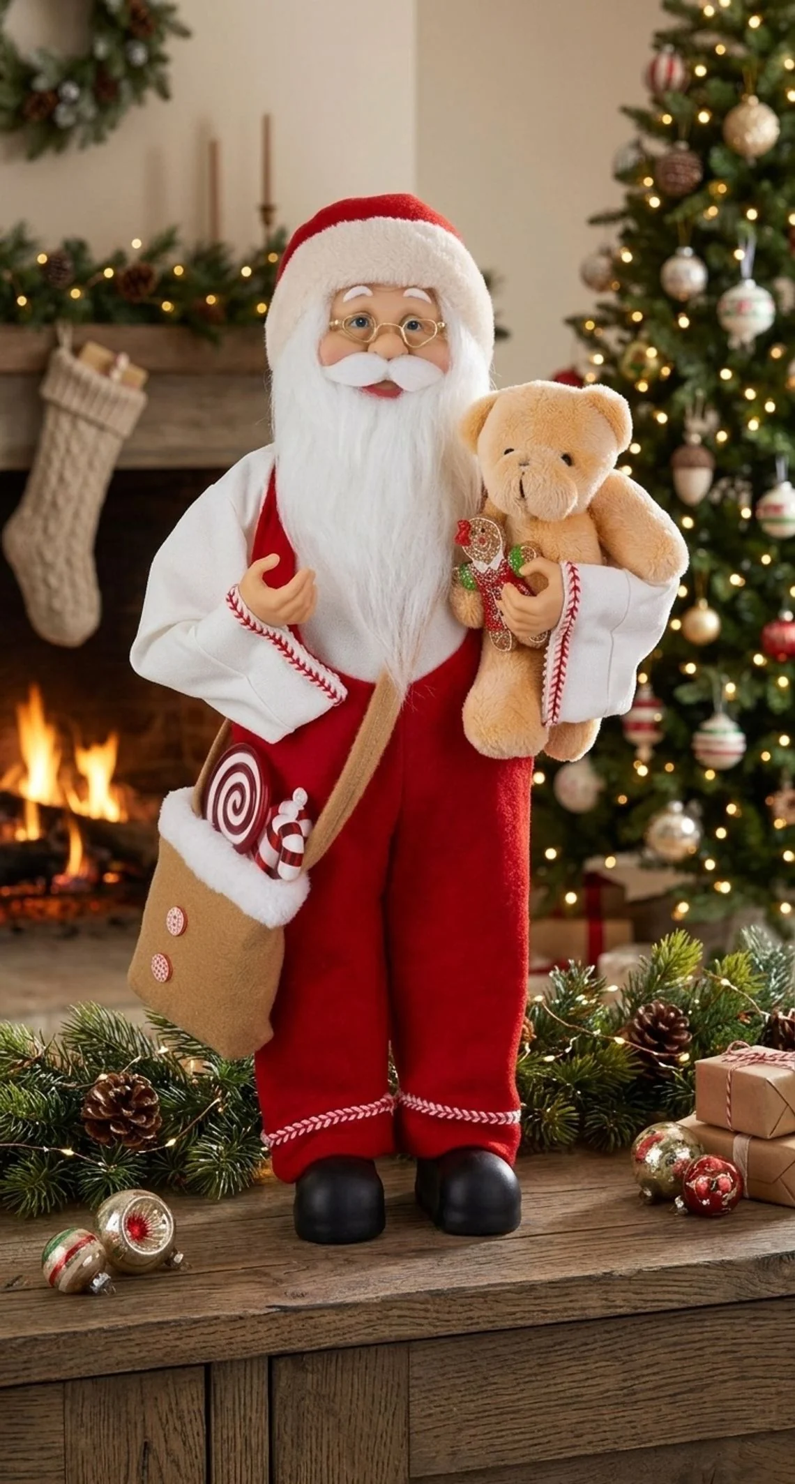 MagicHome vianočný Santa, 1 ks Textil, 16x26x45 cm