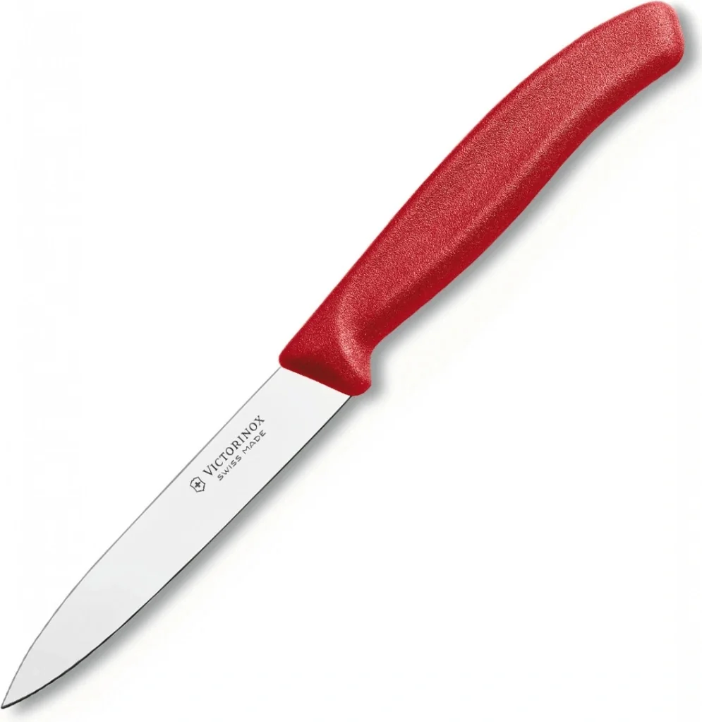 Swiss Classic, nôž na krájanie, 10 cm, rovný, špicatý hrot, červený