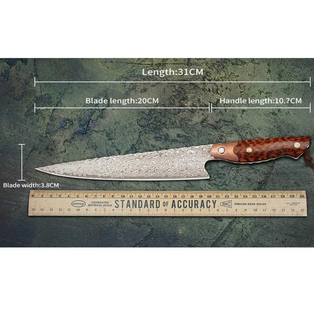 Damaškový kuchynský nôž Takuma-Hnedá 1 x 31cm, oceľ VG-10