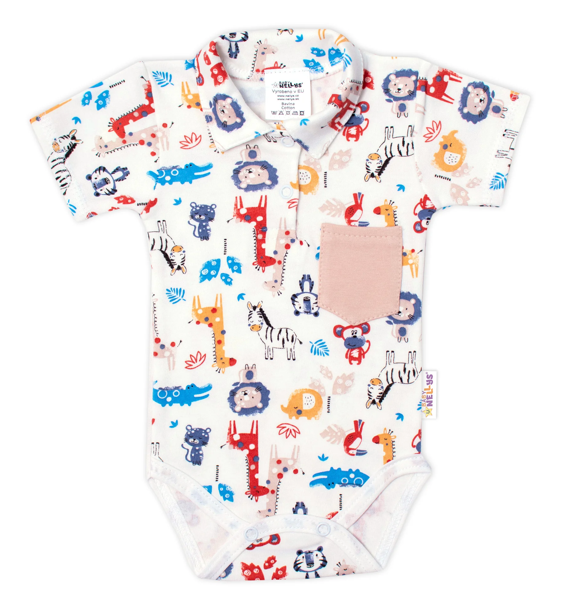 Baby Nellys 2-dielna sada body kr. rukáv, kraťasky, Safari - ecru/béžová
