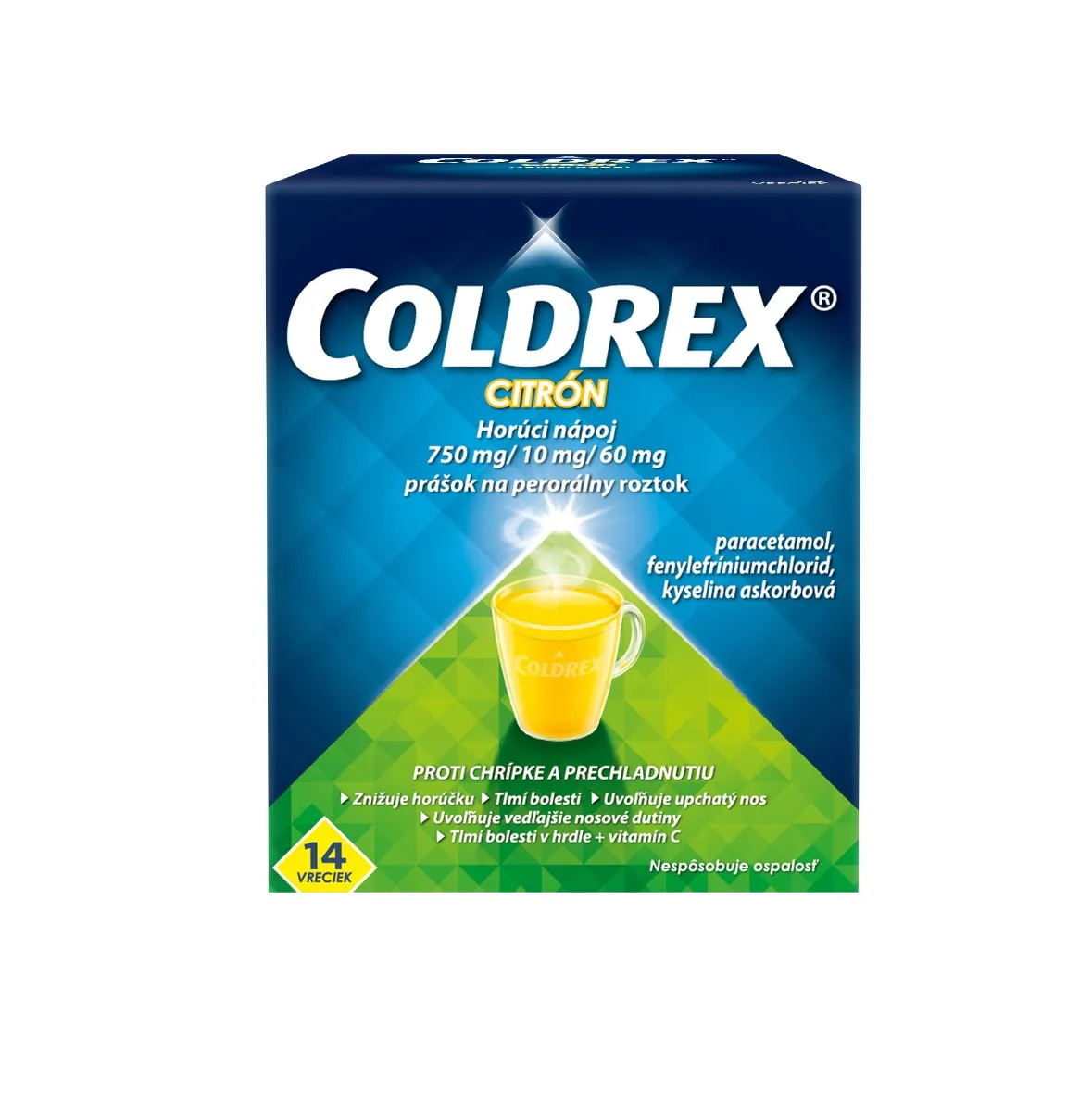 COLDREX Horúci nápoj Citrón 1×14 ks, 1 vrecko = 5g