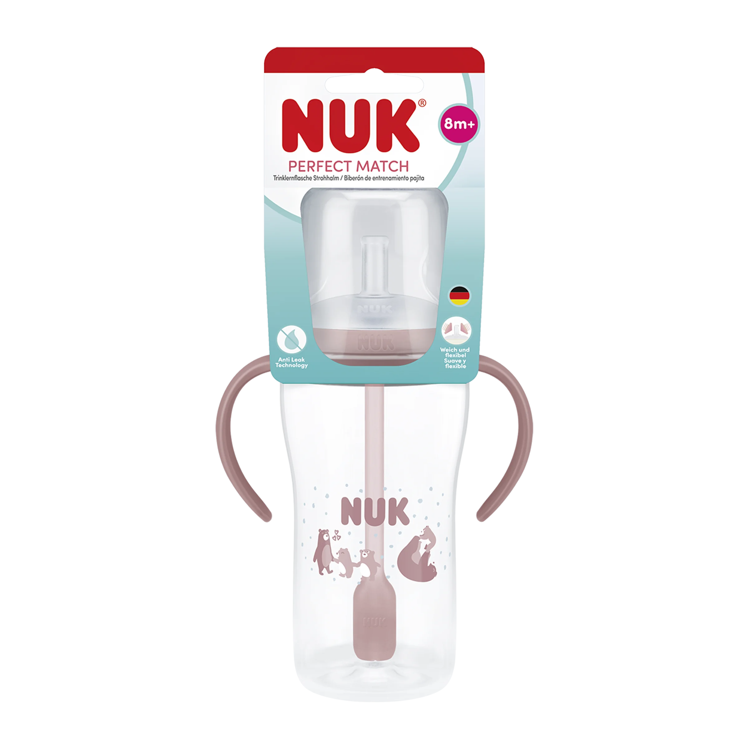 NUK flaša na uč. Perfect Match slamka BEAR 260 ml 1 ks