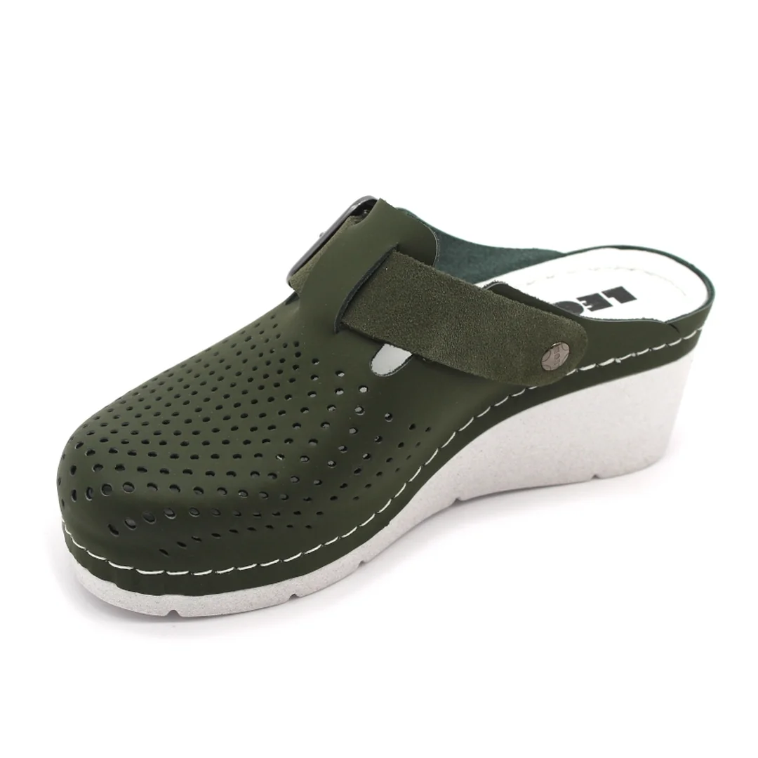 1100 Dámska zdravotná celokožená obuv - Klinový opätok 37 - 23,5cm, sivá, 6,5 cm