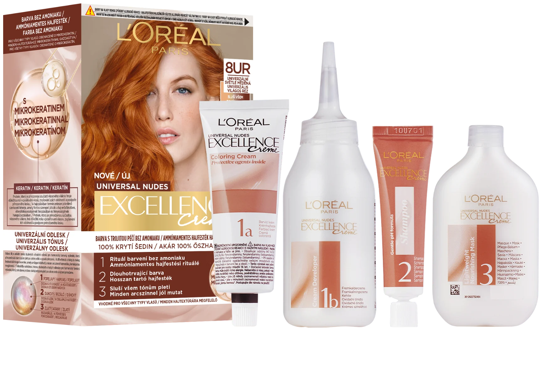 L'Oréal Paris Excellence Nudes Copper 8UR Univerzálna svetlá medená 1×1 ks, permanentná farba na vlasy