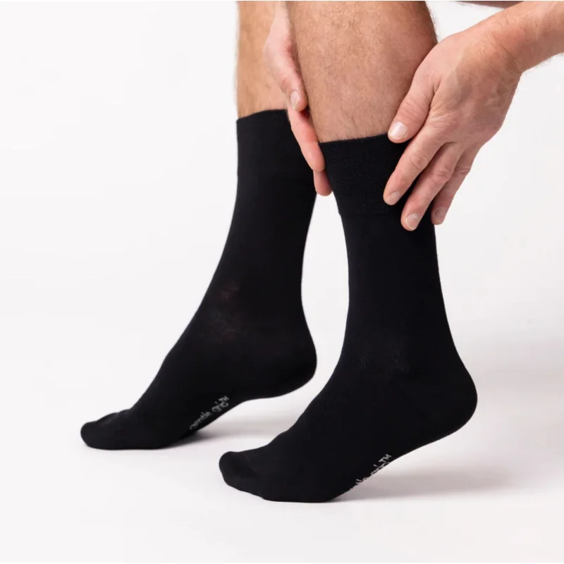IOMI Gentle Grip pánske diabetik ponožky 3 páry ČIERNE lem bez gumičiek