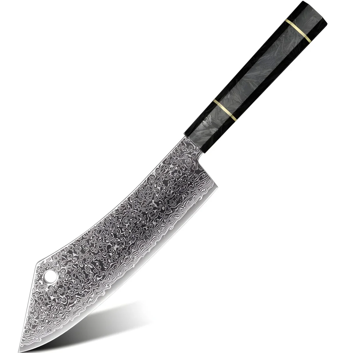 Damaškový kuchynský nôž Tsuriko-Cleaver/Čierna 35,5 cm, HRC60±2