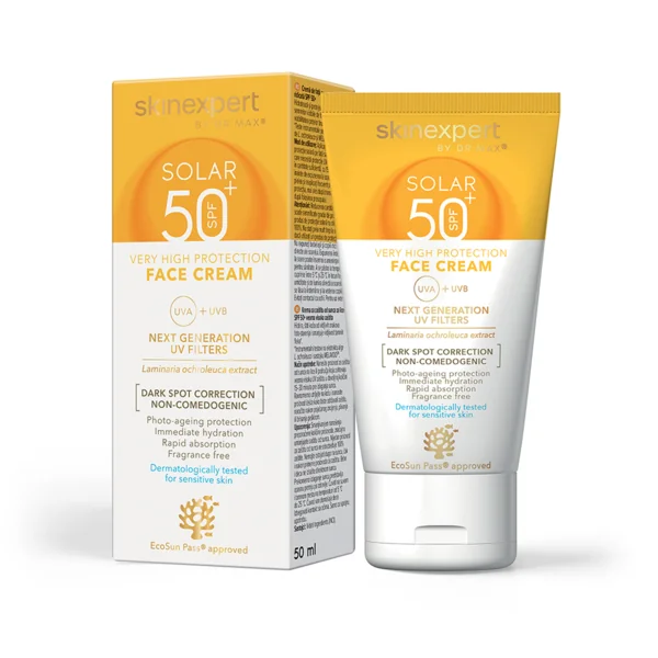 Skinexpert by Dr. Max® Solar SPF 50+ Face Cream 1×50 ml, opaľovací krém na tvár SPF 50+ s veľmi vysokou ochranou